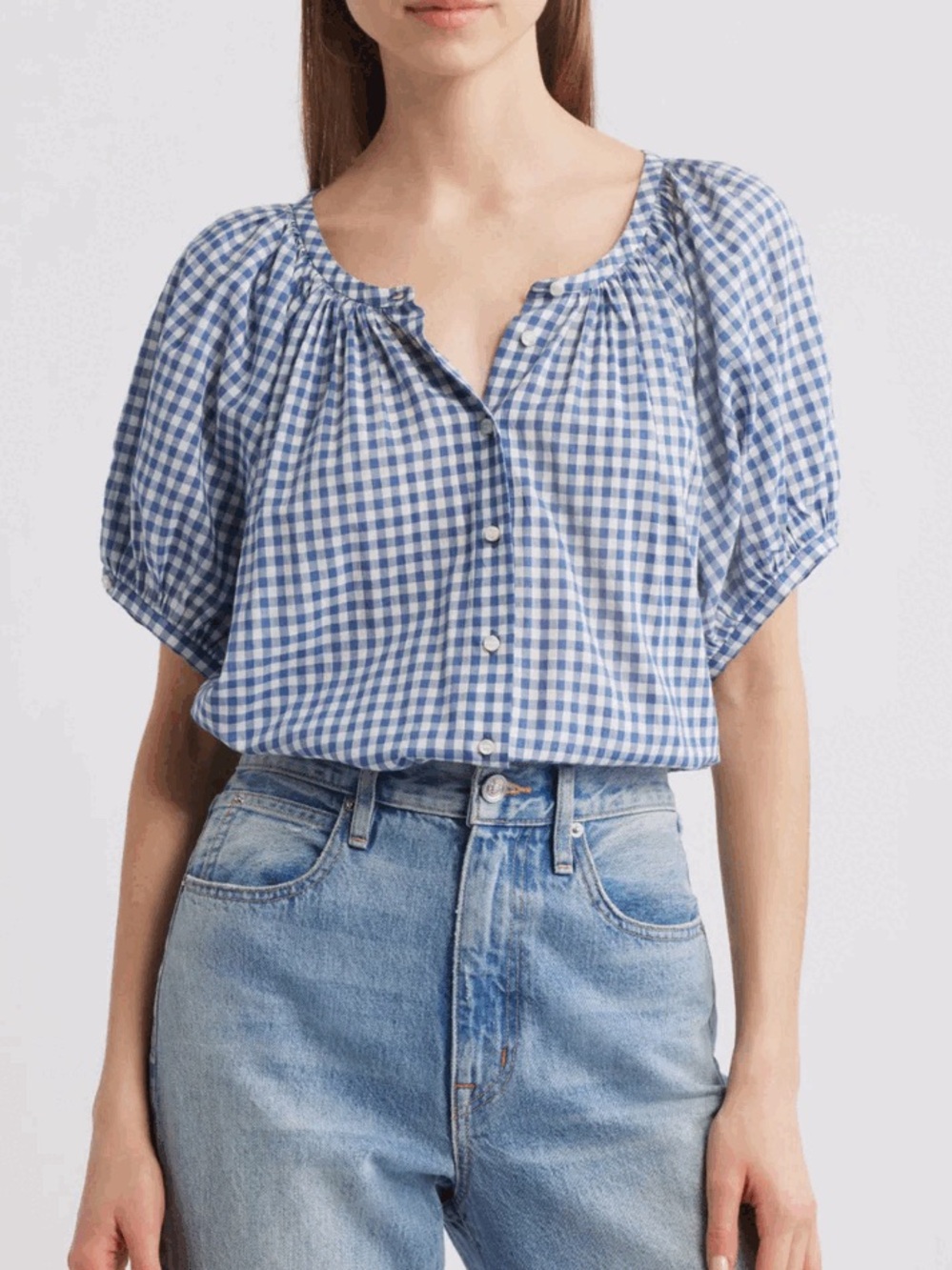 Dôen June top blue gingham size S